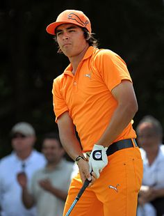 Rickie Fowler in his all orange golf outfit